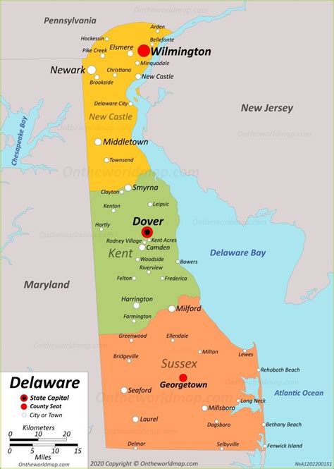 Delaware (USA): State, Major Cities, Towns & Places.